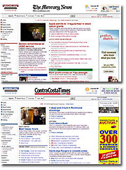 Mercury News Contra Costa Times web pages