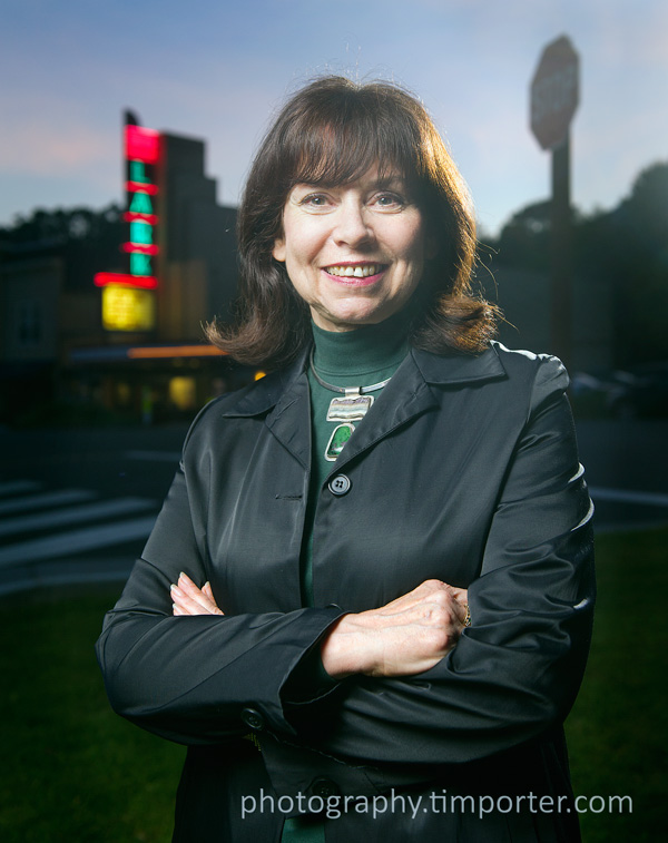 Bernice Baeza, photographed in April 2011 outside the Lark Theater in Larkspur for Marin Magazine.