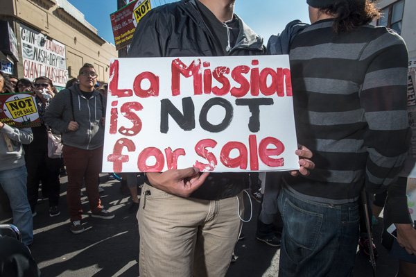 Anti-gentrification protest in the Mission.